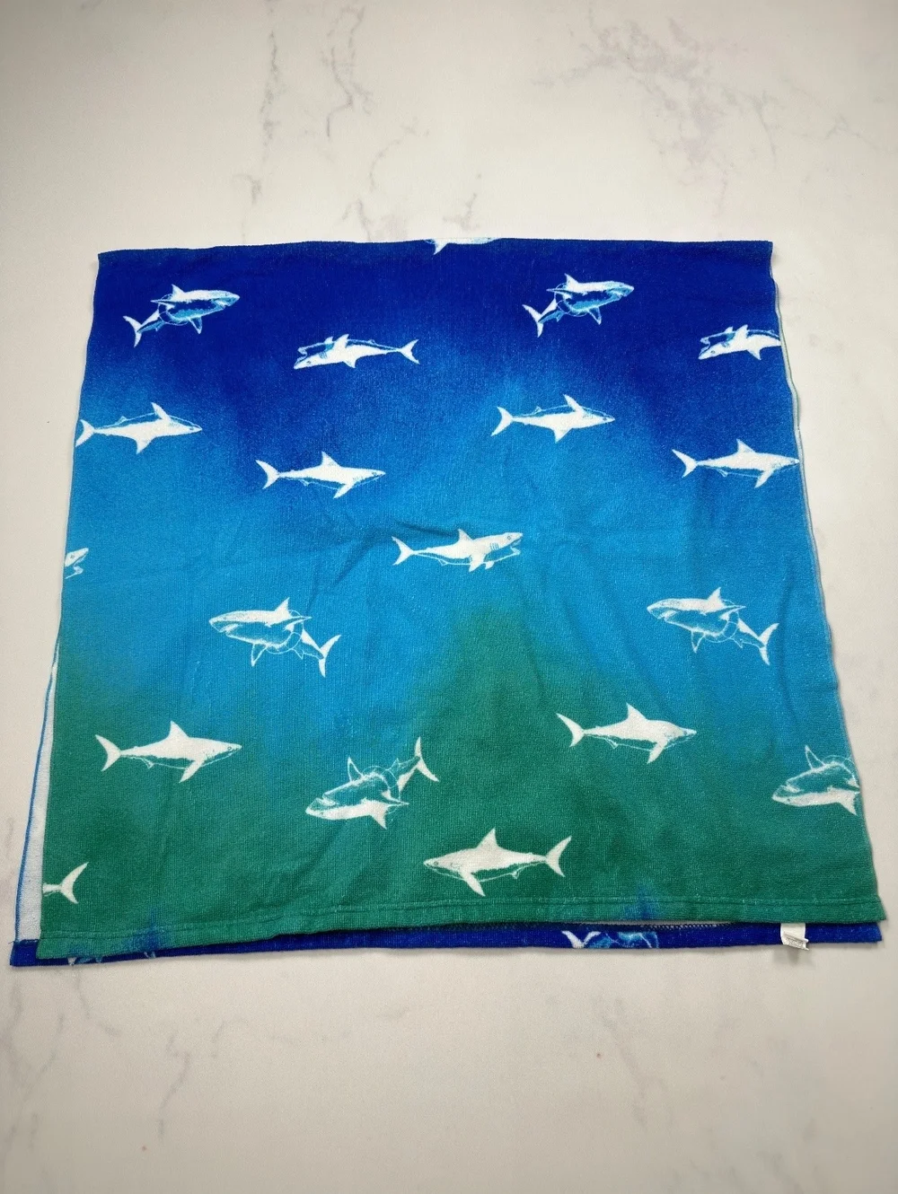 Blue Green Shark Print Bandana Casual Beach Towel